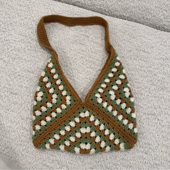Crochet Boho Shoulder Sling Bag Handmade - Picture 2 of 6